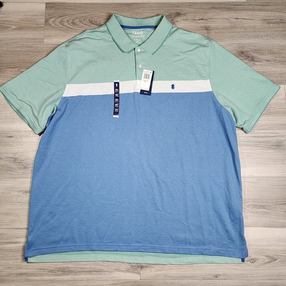 Izod Polo Shirt Men's 4XLT Beryl Green Advantage Performance New